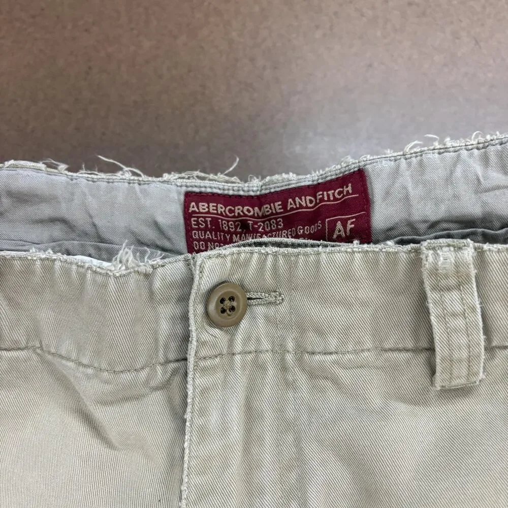 Vintage Abercrombie Fitch Pants Mens 32x27 Beige Canvas Relaxed Straight Chino